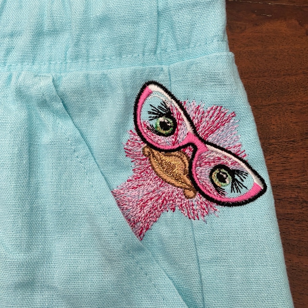 Light blue embroidered linen shorts, girls sz 5/6 - Picture 2 of 2
